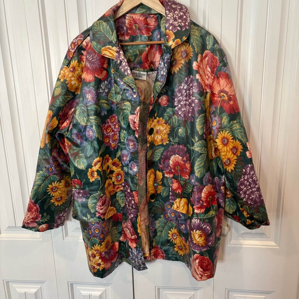 Nordic House Designs Waxed Floral Raincoat OSFA
